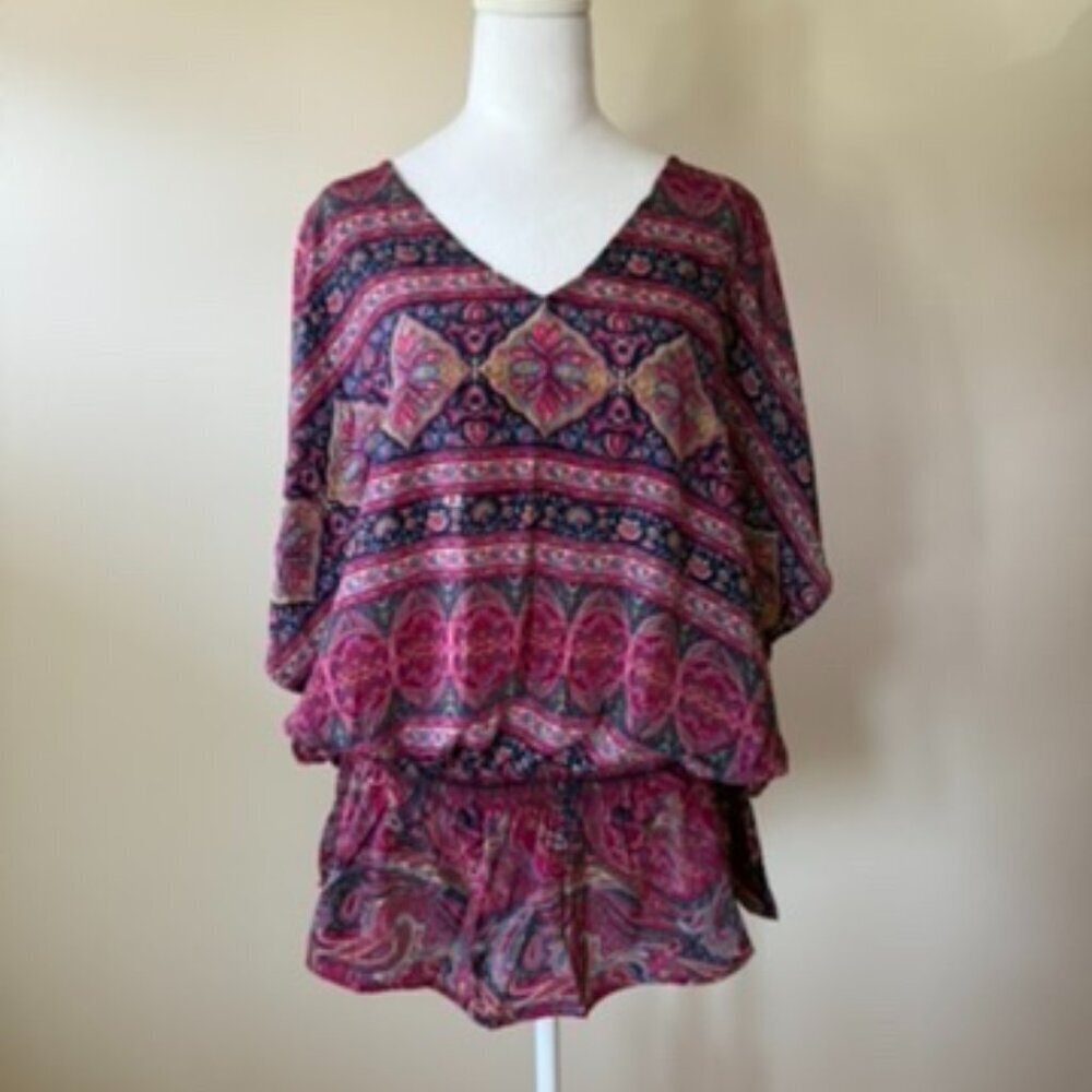Karma Highway Pink Paisley Elastic Waist Bohemian Women's Top One Size NWOT